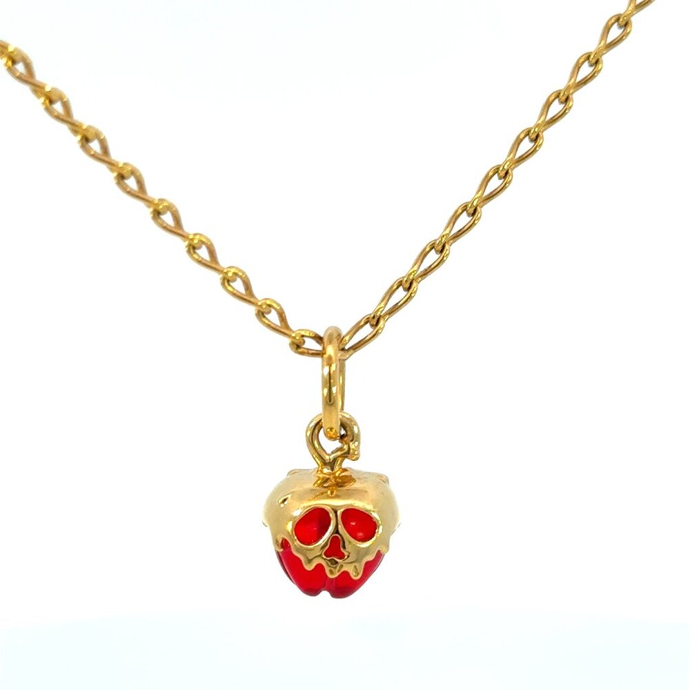 Pandora Evil Queen Poison Apple Charm & Infinity Chain Plated Gold 20" Necklace